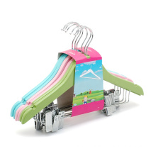 Assessed Supplier LINDON Cheap Colorful Wooden Childrens/ Baby/ Kids Hangers Set with Clips